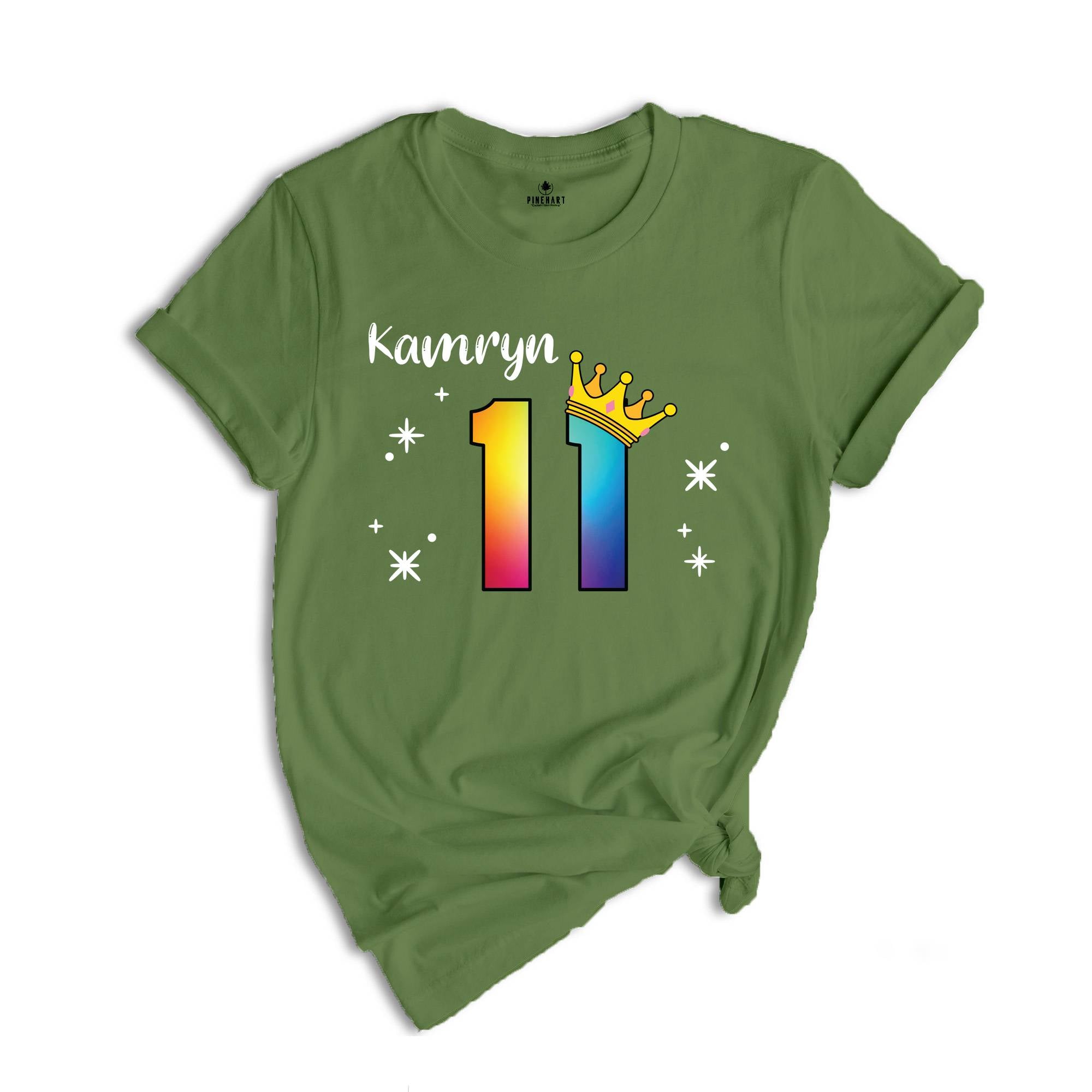 Personalized Names 11 Birthday Shirt, Crown 11th Birthday Shirt, Rainbow Birthday Shirt, Birthday Party Shirt, Toddler Birthday Shirt