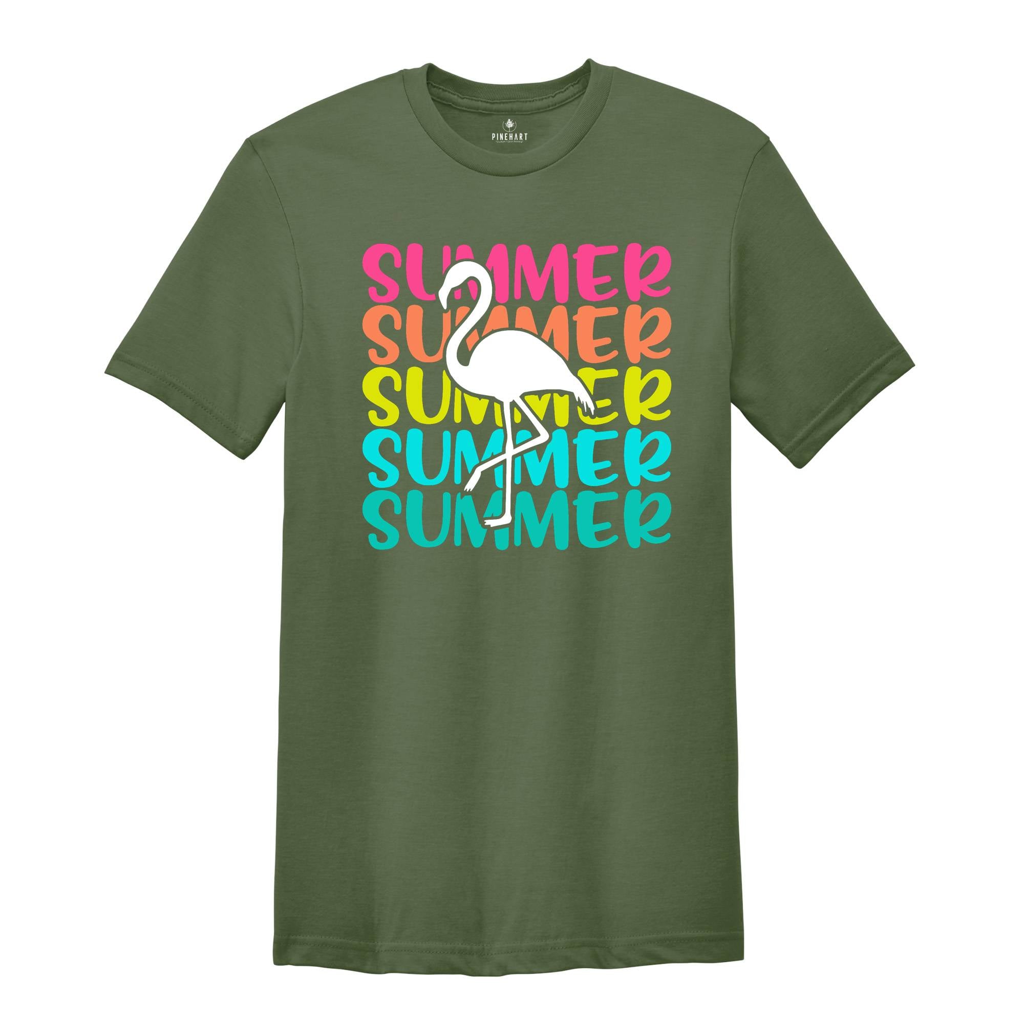 Summer Flamingo Shirt, Summer Vacation T-Shirt, Beach Shirt, Summer Tee, Summer Time Shirt, Tropical Shirt, Travel T-Shirt, Beachy Shirts