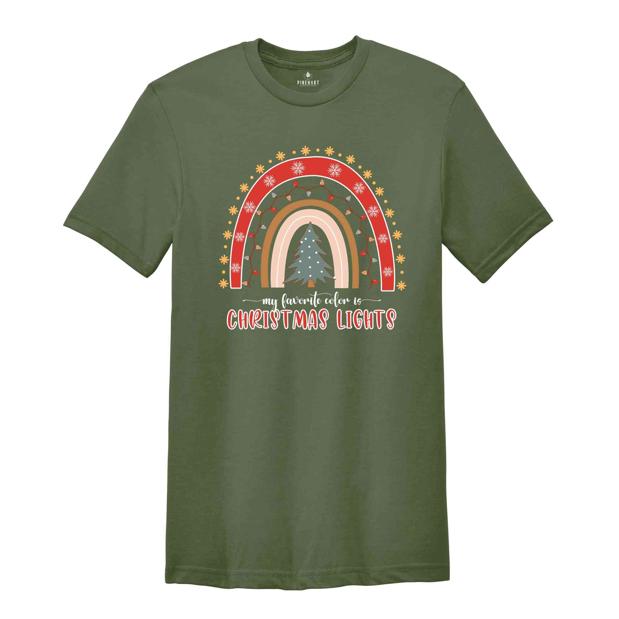 My Favorite Colour Is Christmas Lights Shirt, Retro Christmas Shirt, Boho Christmas Shirt, Christmas Lights, Christmas Party Shirt,