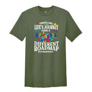 Travelling Life's Journey Using A Different Roadmap Shirt, Autism Awareness Shirt, Autism Pride Shirt, Autism Gift Shirt