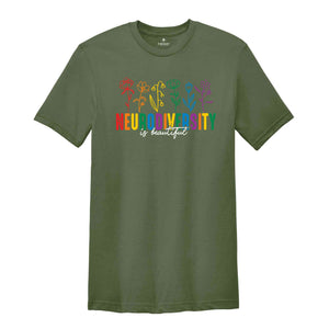 Neurodiversity Is Beautiful Shirt, Autism Awareness T-Shirt, Autism Tee, ABA Shirt, Sped Teacher Tee, Dyslexia Tee, ADHD Shirt, Rainbow Flor