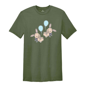 Bunny Balloons Shirt, Cute Rabbit T-shirt, Easter Bunny Gift, Kids Easter Tee, Happy Easter Day Gift