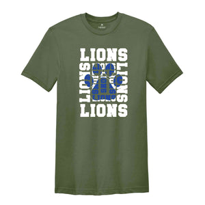 Stacked Lions Paw, Lions Mascot Shirt, Lions Lover Shirt, Lions Cheer Tee, School Spirit Shirt, Lions School Team Shirt,