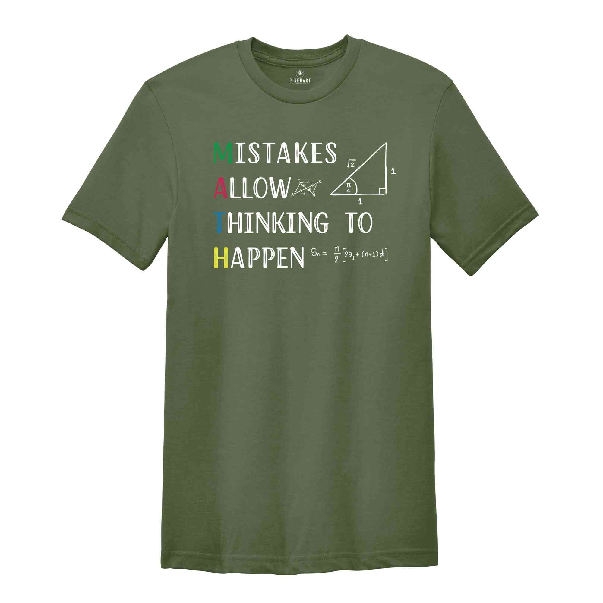 Mistakes Allow Thinking to Happen Shirt, Funny Teacher Gift, Kindergarten Teacher Tee, Math Lover Shirt, Prek Shirt, Teacher Gift