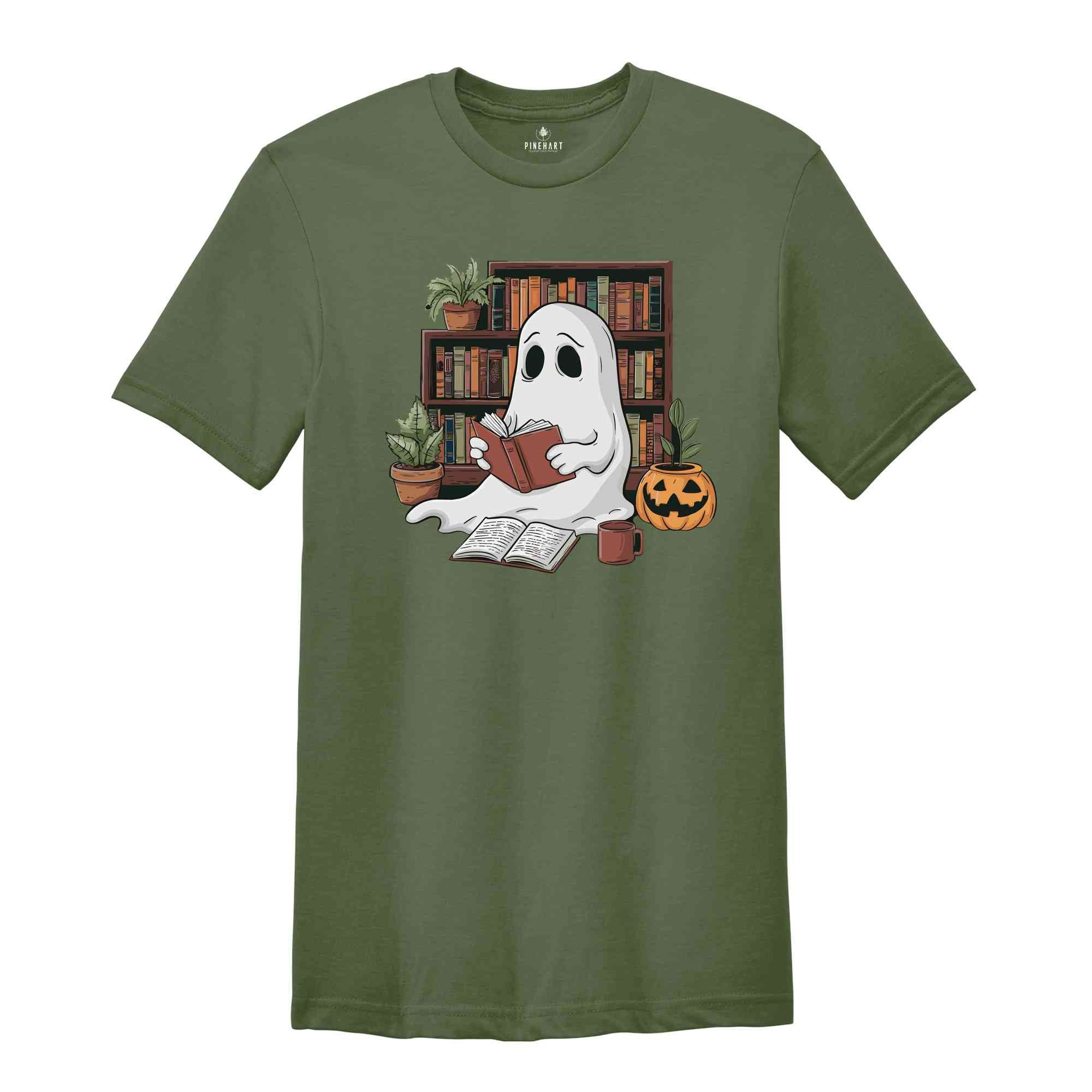 Bookish Ghost Shirt, Spooky Library Shirt, Book Lover Shirt, Reading Shirt, Funny Pumpkin Shirt, Librarian Appreciation Gift