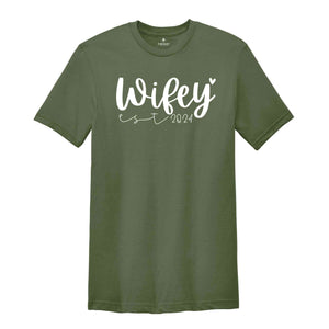 Wifey Est 2024 Shirt, New Bride Clothing, From Miss To Mrs Shirt, Bridal T-Shirt, Bride Party Matching, Future Mrs Shirt