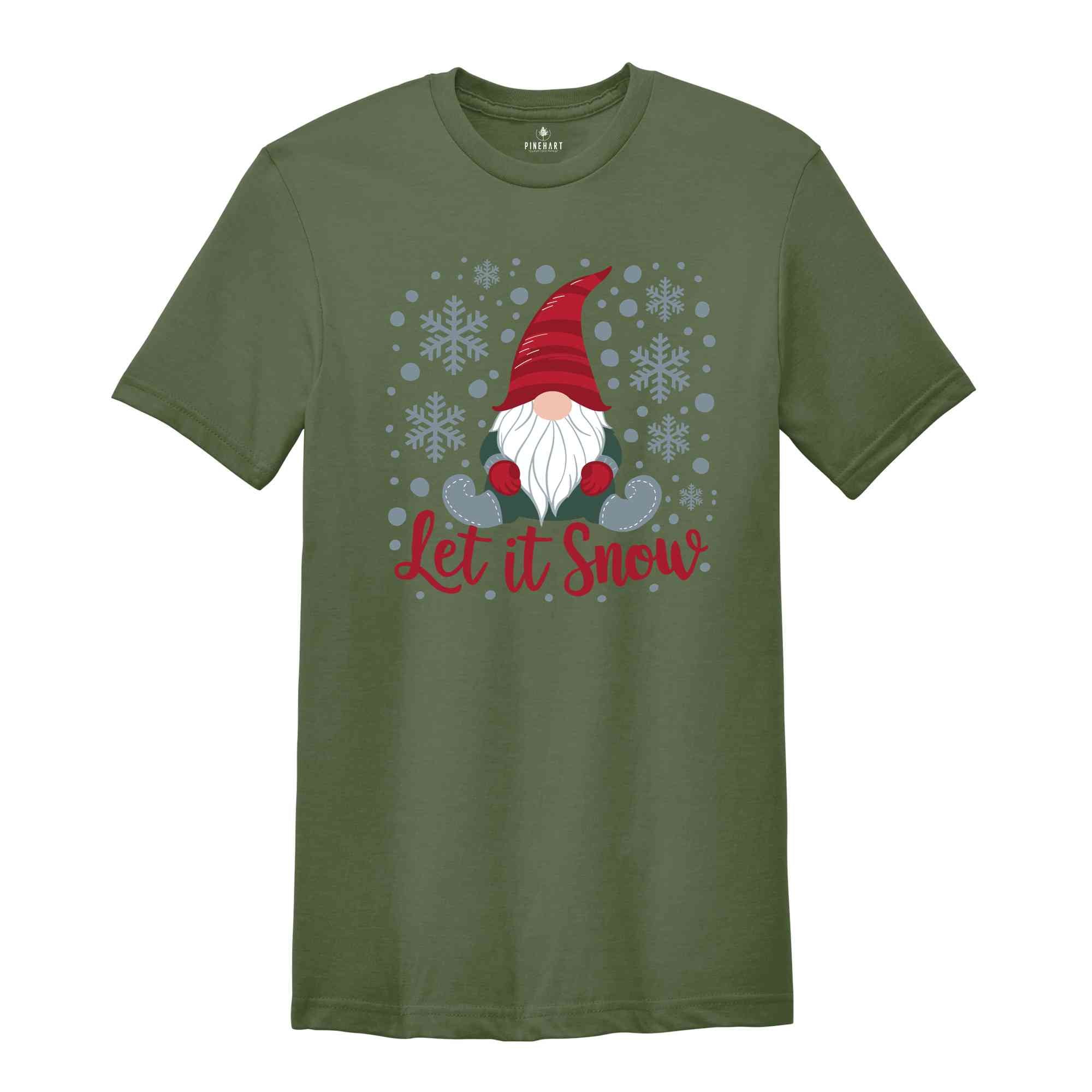 Let It Snow Shirt,Merry Christmas Shirt, Women Christmas Shirt, Cute Christmas Shirt, Women Holiday Shirt, Christmas Gnome Shirt