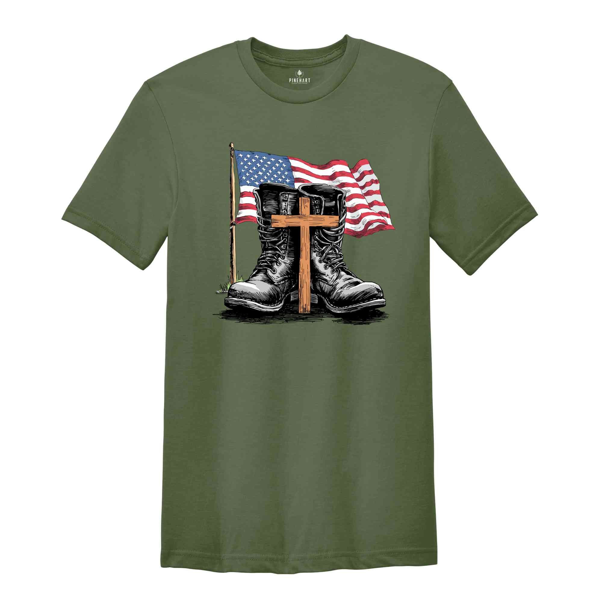 Memorial Day Shirt, American Flag Shirt, Independence Day Shirt, Patriotic Outfit, Christian Shirts, Soldier Shirt