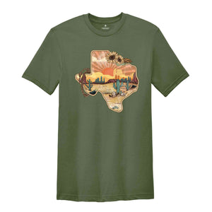 Texas Sunflower T-Shirt, Texas Map Shirt, Texas Country Shirt, Texas Gifts, Country Life Tee, Texas Trip Shirt