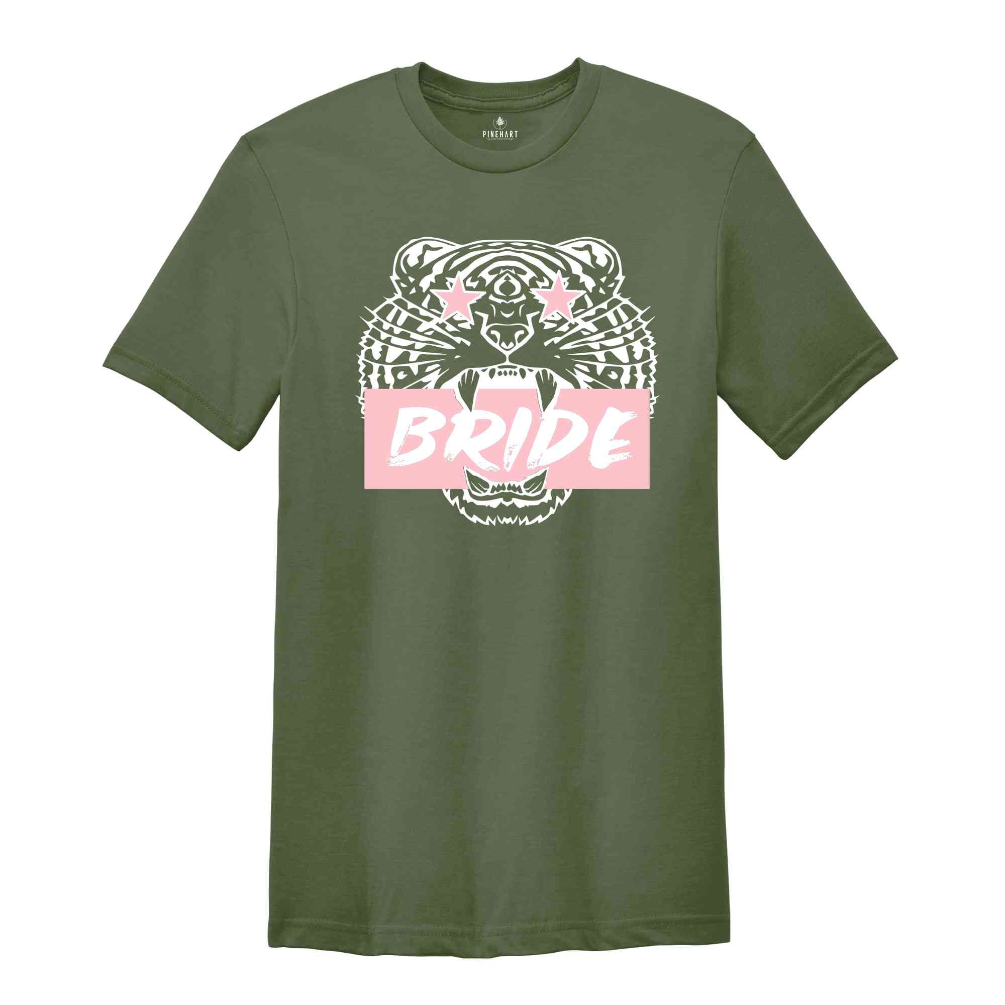 Retro Tiger Bride Exotic Bachelorette Shirt, Bachelorette Party Shirt, Animal Lover Shirt, Cute Bride Shirt, Bridesmaid Shirt, Bride Gift