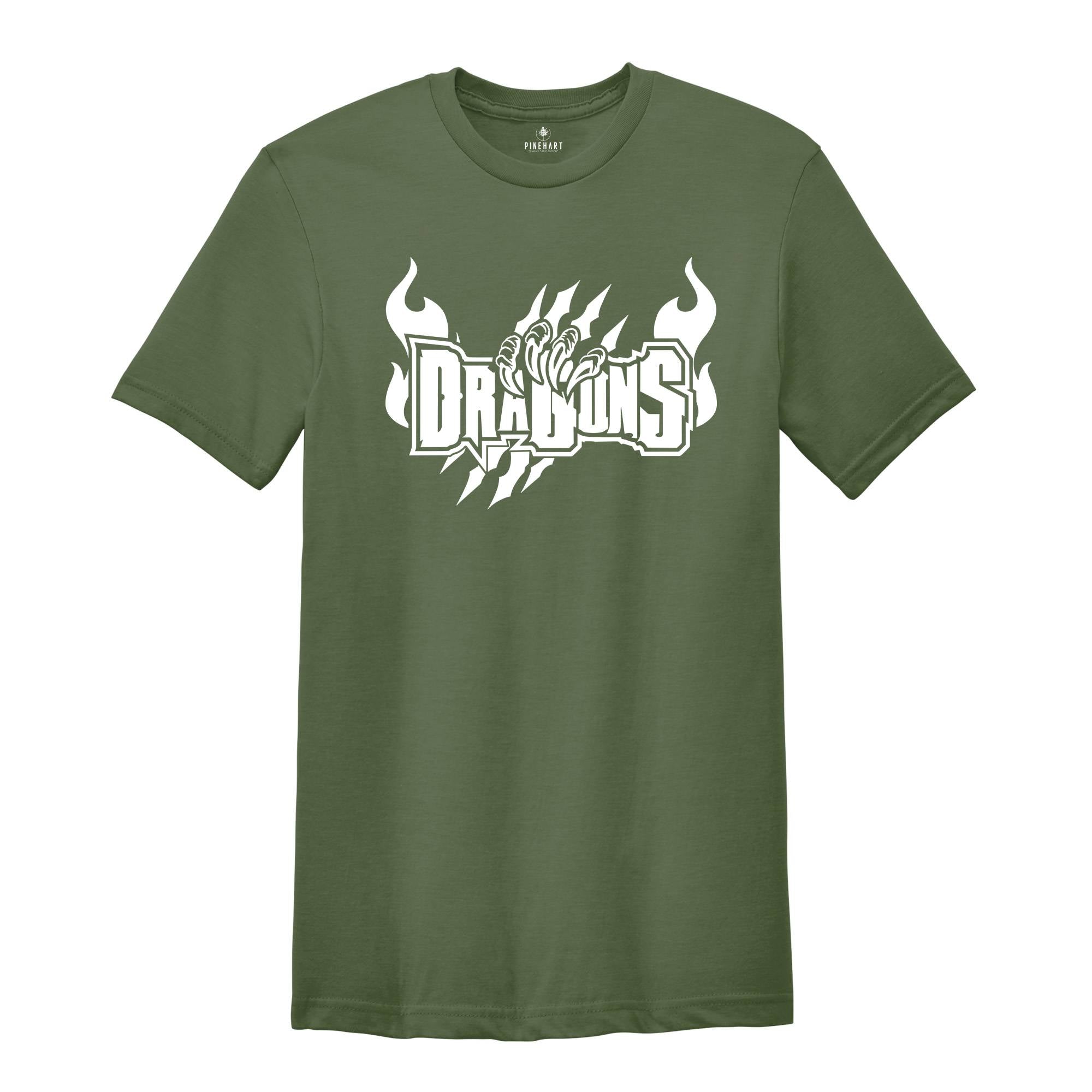 Dragons Mascot T-shirt, Dragons Football Shirt, Dragons Fan Shirt, Dragons School Shirt, Dragons School Spirit, Birthday Gift