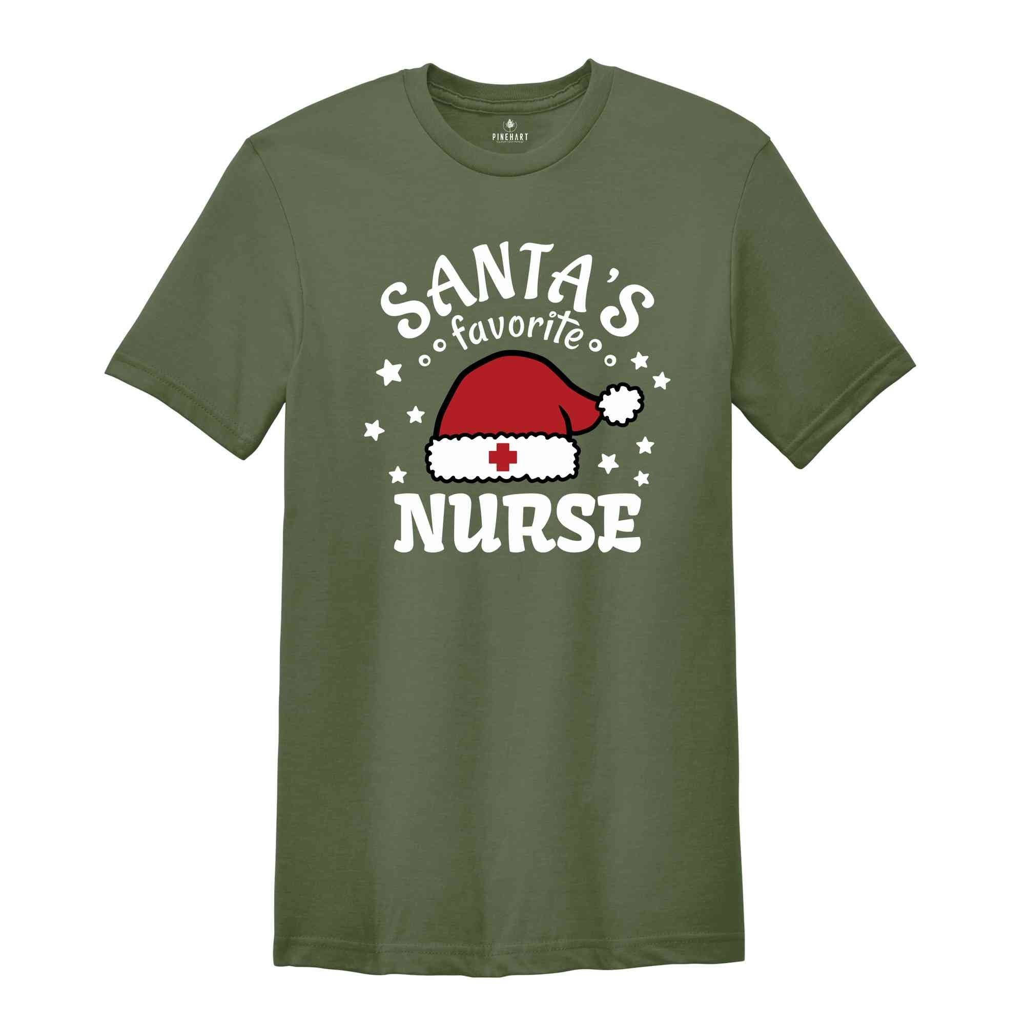 Santa's Favorite Nurse Shirt, Nurse Christmas Tee, Nurse Life Shirt, Christmas Nurse,Christmas Xmas Nurse Tshirt