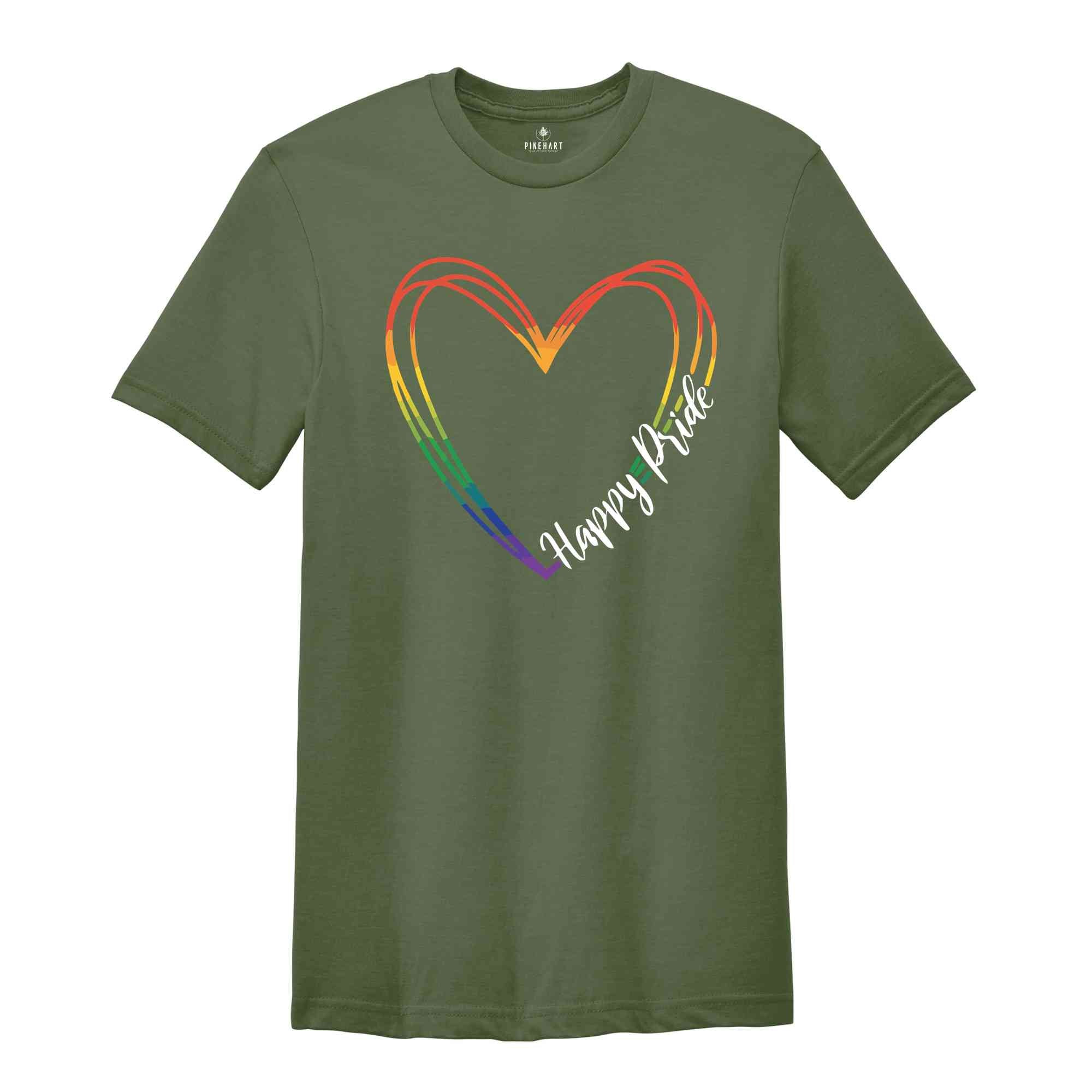 Happy Pride Shirt, Pride Month Shirt, Pride Heart Shirt, Pride Rainbow Shirt, Rainbow Heart Shirt, Pride Month Gift, Bisexual Shirt