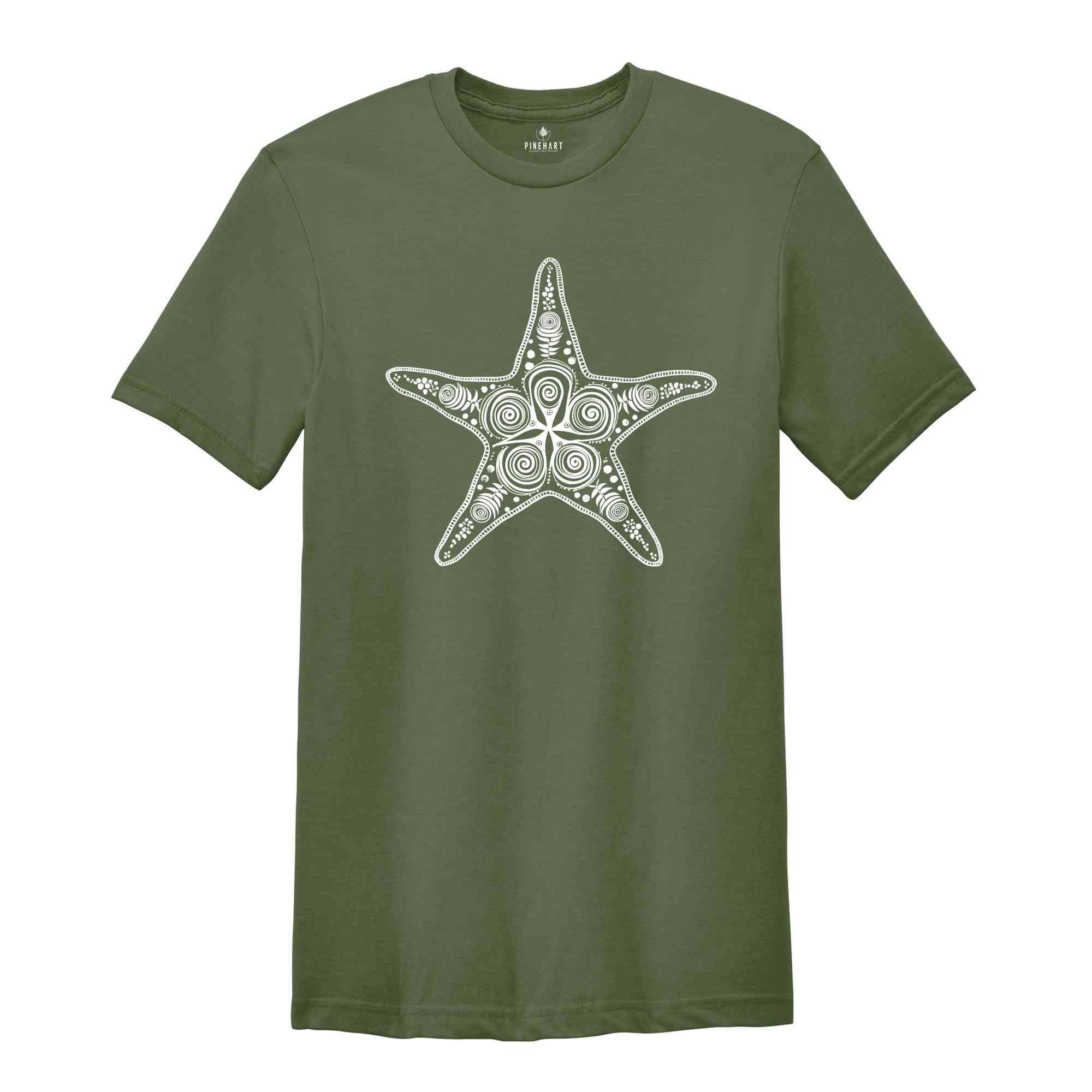 Summer Beach Shirt, Starfish Mandala Shirt, Starfish Zentangle Shirt, Beach Vibes Shirt, Beach Shirt, Summer Waves Tee