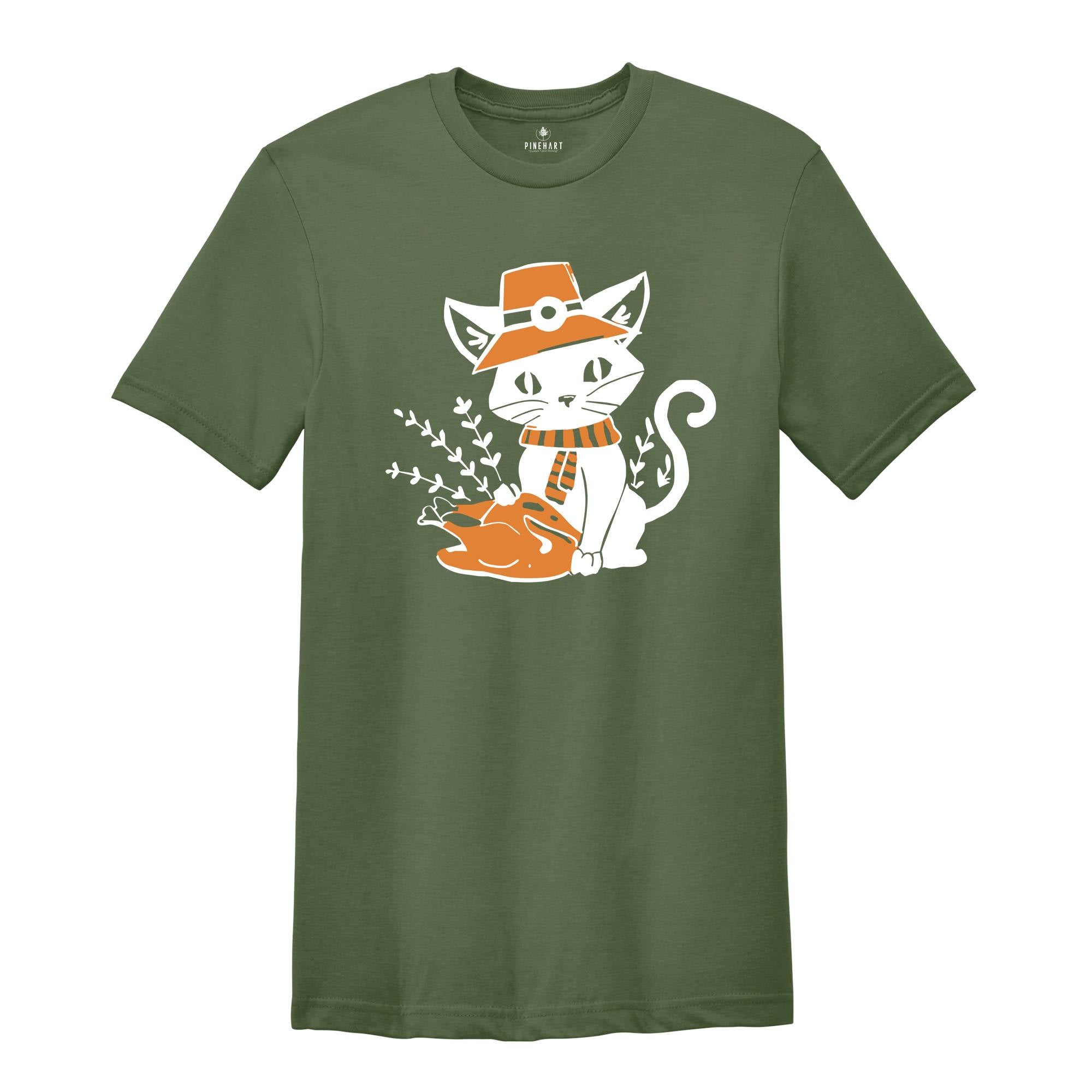 Cute Thanksgiving Cat Shirt, Black Cat Shirt, Funny Thanksgiving Tee, Turkey Day Shirt, Fall Shirt, Dinner Day Shirt