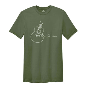 Acoustic Guitar T-Shirt, Musician Tee, Line Art Apparel, Guitar Player Tee, Cool Band Tee, Music Lover Artist Tee