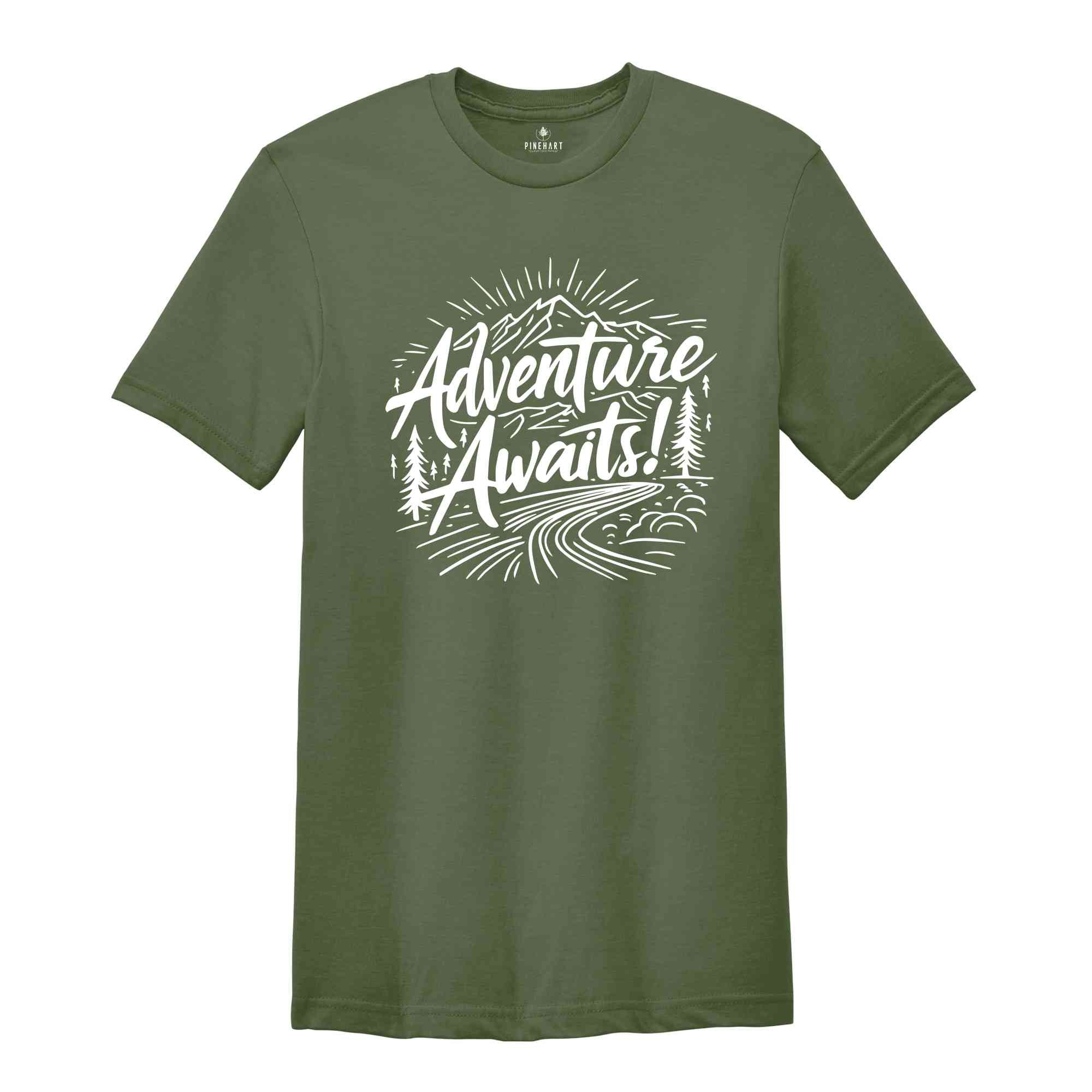 Adventure Awaits Shirt, Adventure Shirt, Camping Shirts, Mountain TShirt, Hiker Shirts, Nature Lover Shirt, Camping Gift