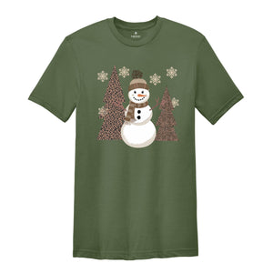 Leopard Christmas Snowman Shirt, Winter Cozy Shirt, Leopard Snowman Shirt, Christmas Shirt, Holiday Shirt, Christmas Mom Shirt