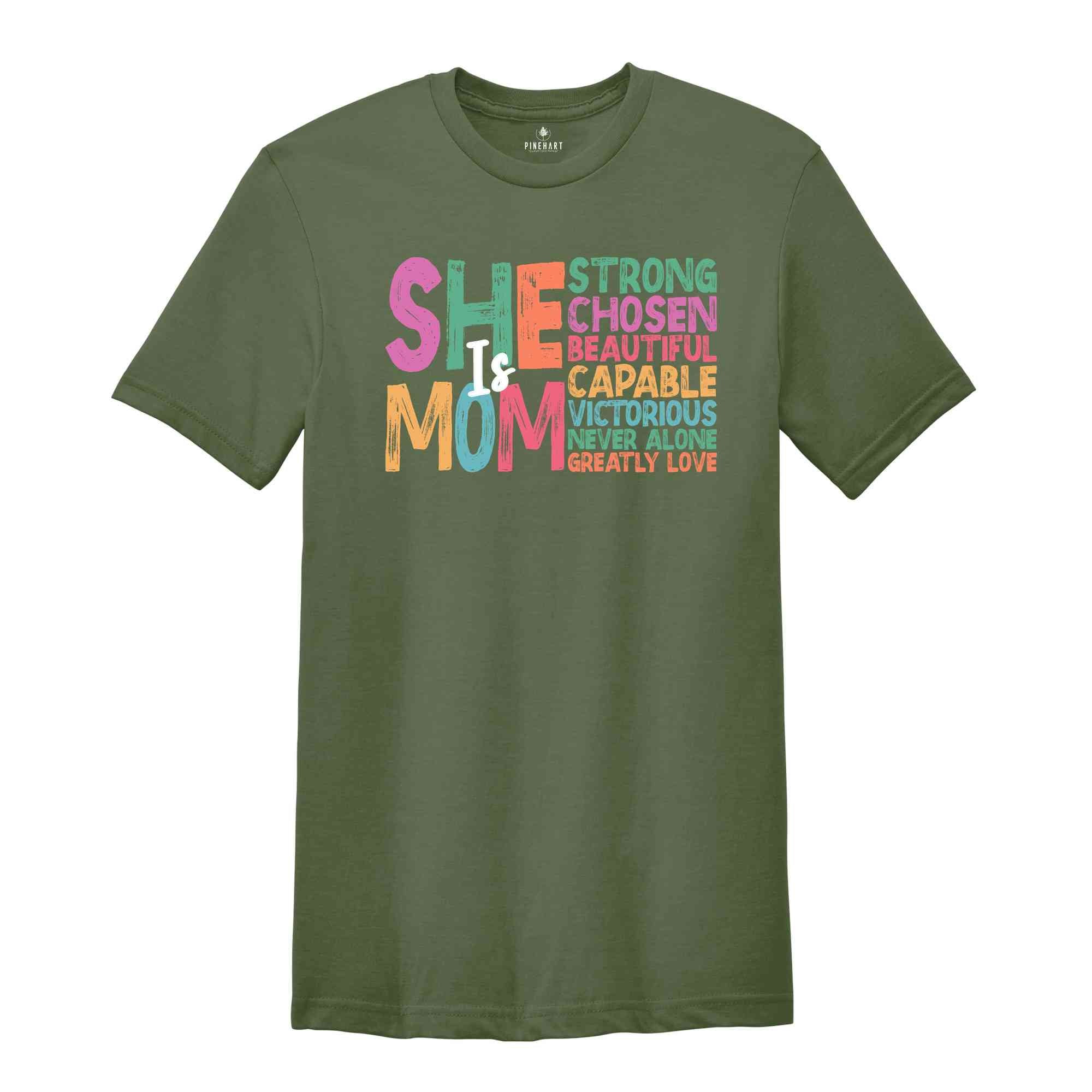 She Is Mom Shirt, Mother's Day Shirt, Gift For Mother, Rainbow Shirt, Cute Mother's Day Shirt, Mama Shirt, Cute Mother Tee