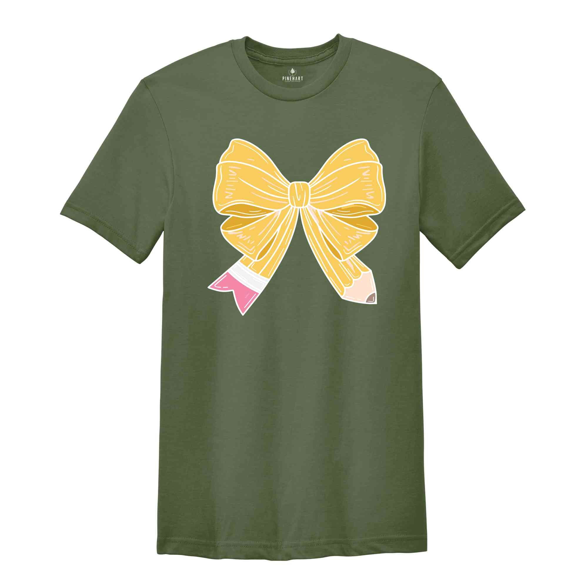 Coquette Teacher T-Shirt, Coquette Pencil Bow T-Shirt, Back to School Tee, Teacher Appreciation Gift, Gifts For Teachers