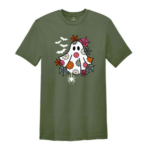 Retro Floral Ghost Halloween Shirt, Spooky Season Shirt, Halloween Party Shirt, Pumpkin Shirt, Halloween Shirt