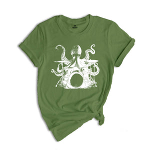 Octopus Drummer Shirt, Drummer Shirt, Drum Player Shirt, Octopus Shirt, Drums Shirt, Funny Octopus Gift, Music Lover Shirt, Funny Drummer