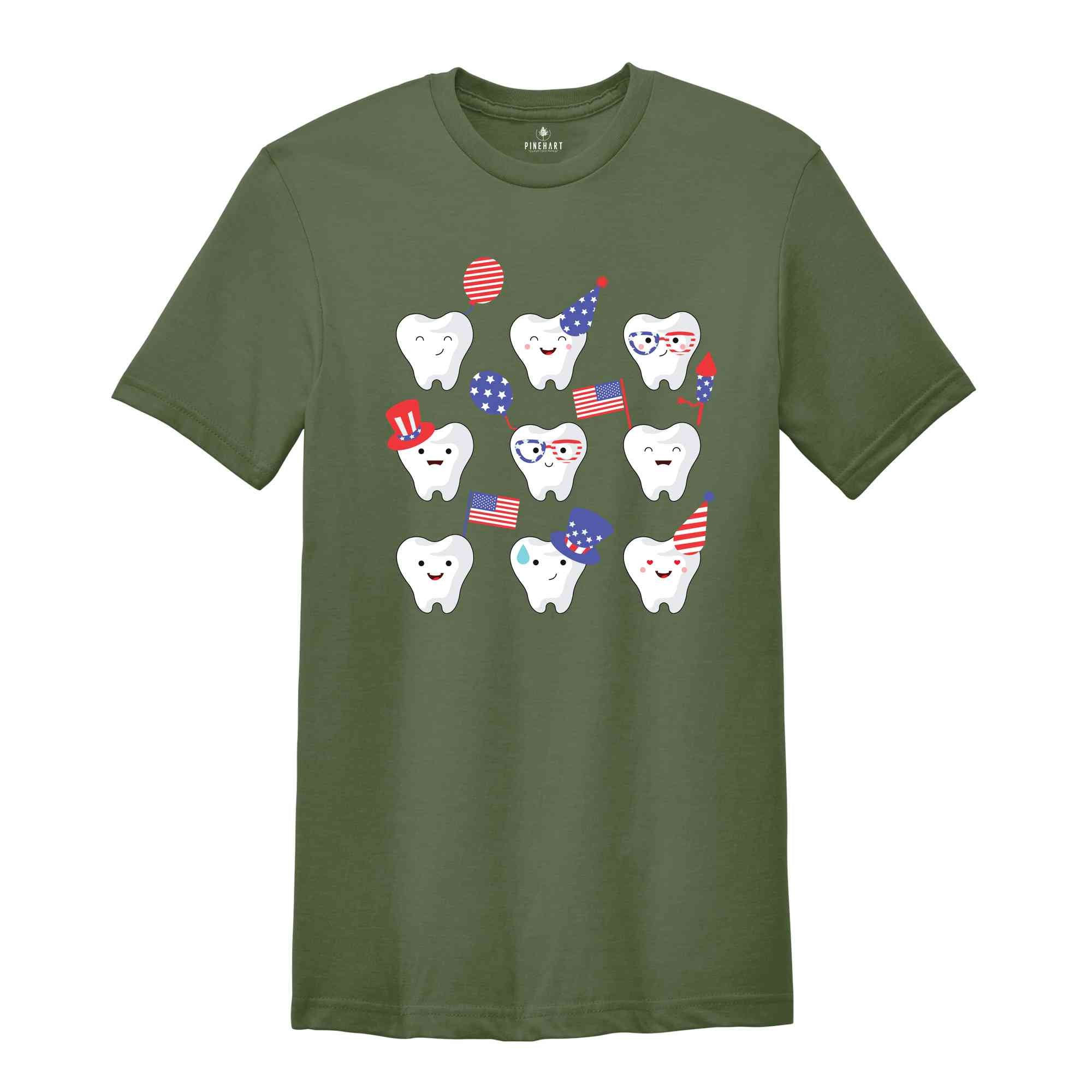 Dentist 4th Of July Shirt, Dental Student Shirt, 4th Of July Shirt, Funny Tooth Shirt, Dental Squad Shirt, American Flag Shirt, American Tee