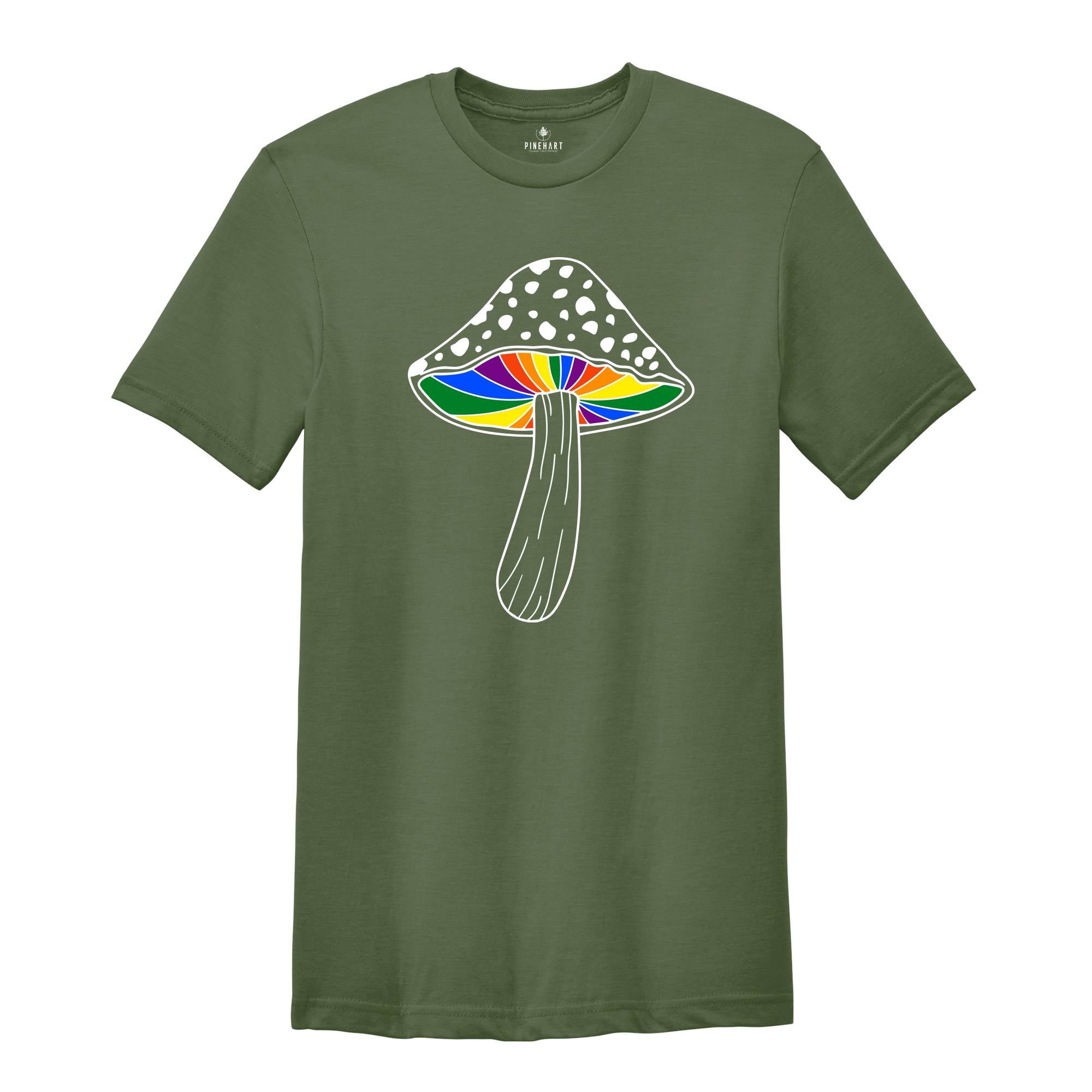 Rainbow Magic Mushroom Shirt, LGBTQ Mushroom T-shirt, Moon Phase Shirt, Gay Magic Mushroom Shirt, Lesbian Pride Tee