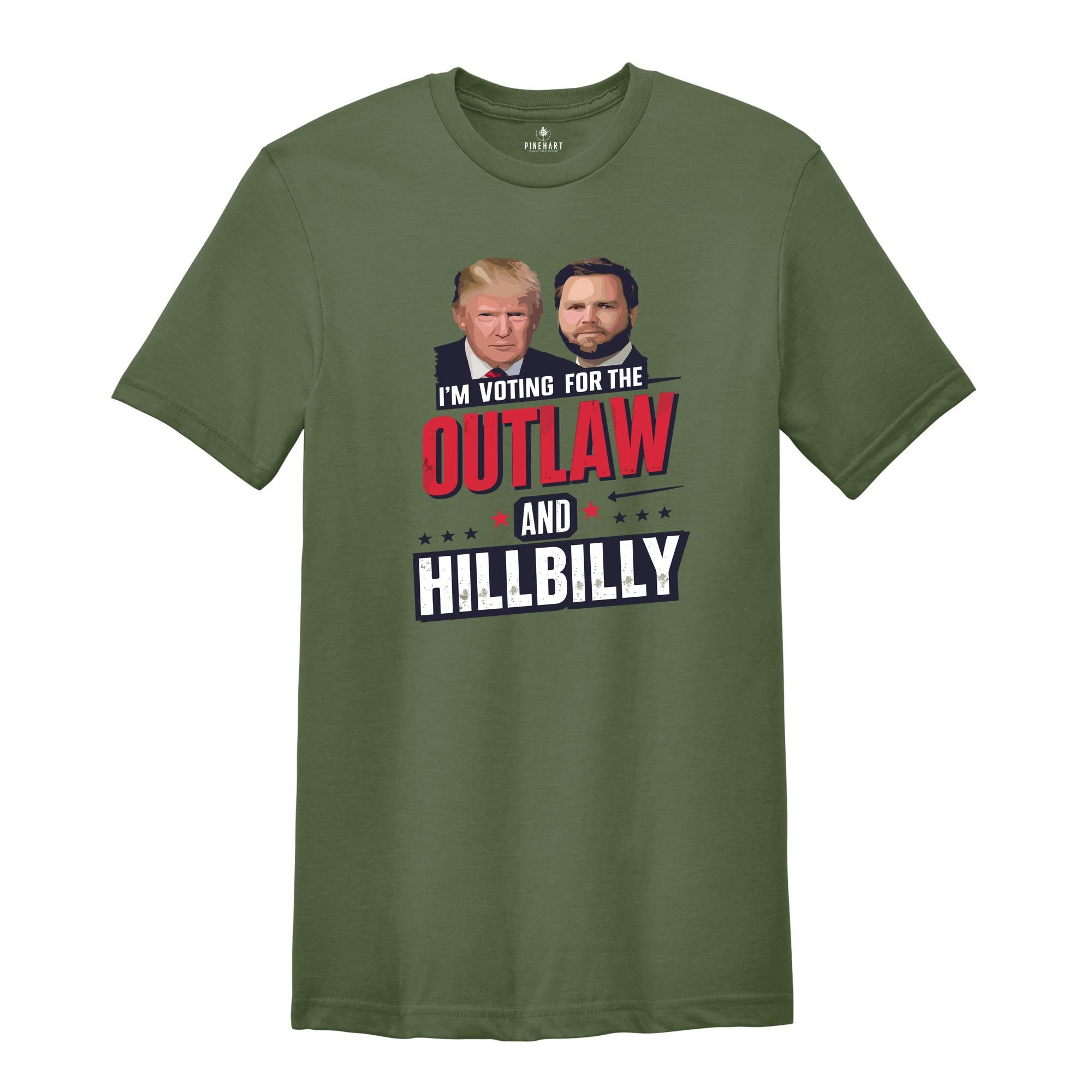 Trump I'm Voting For The Outlaw And Hillbilly Trump Vance Shirt, Ridin With The Outlaw Shirt, Trump Shirt, Donald Trump Shirt