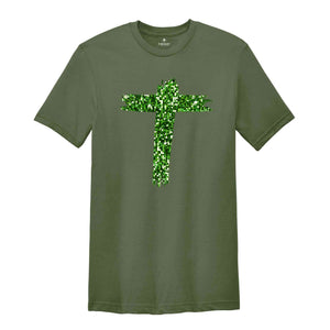 Green Cross Shirt, Christian Cross Shirt, Saint Partricks Day Cross Shirt, Christian Shirt, Christian Cross Tee