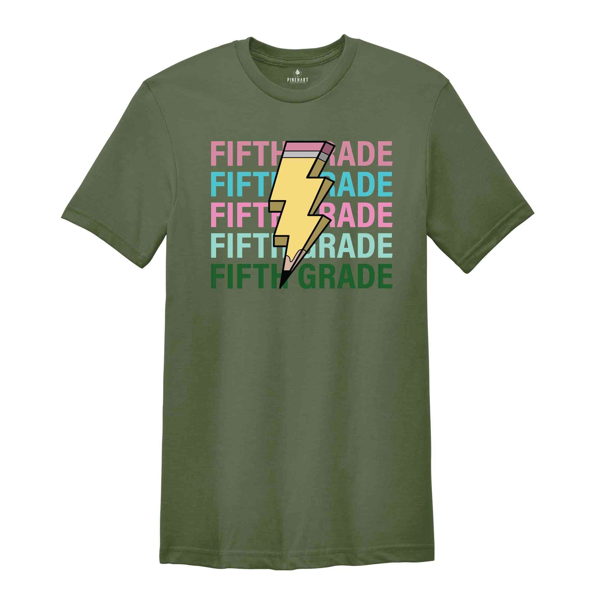 Fifth Grade Pencil Shirt, Pencil Bolt Shirt, Retro Shirt, Back To School Shirt, School Shirt, Teacher Shirt, Pencil Shirt, Teacher Gift