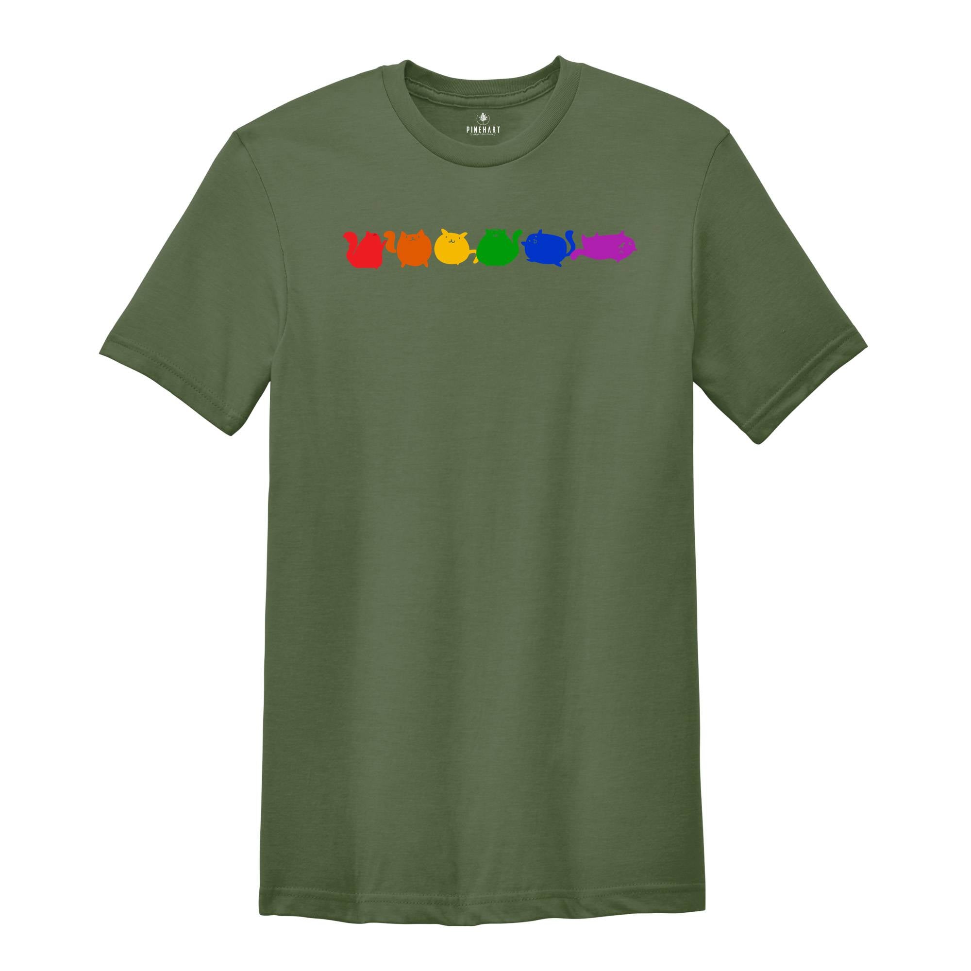 Rainbow Cat Shirt, Lesbian Shirt, Shirt For Cat Dad, Cat Lovers Shirt, Purride Gay Pride Cat T-Shirt, Pride Ally Shirt, Purride Shirt