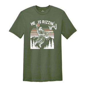 Basketball Jesus Shirt, He Is Rizzing Tee, Divine Dunk Tshirt, Jesus Basketball T-Shirt, Spiritual Sports Shirt, Jesus Easter T-Shirt