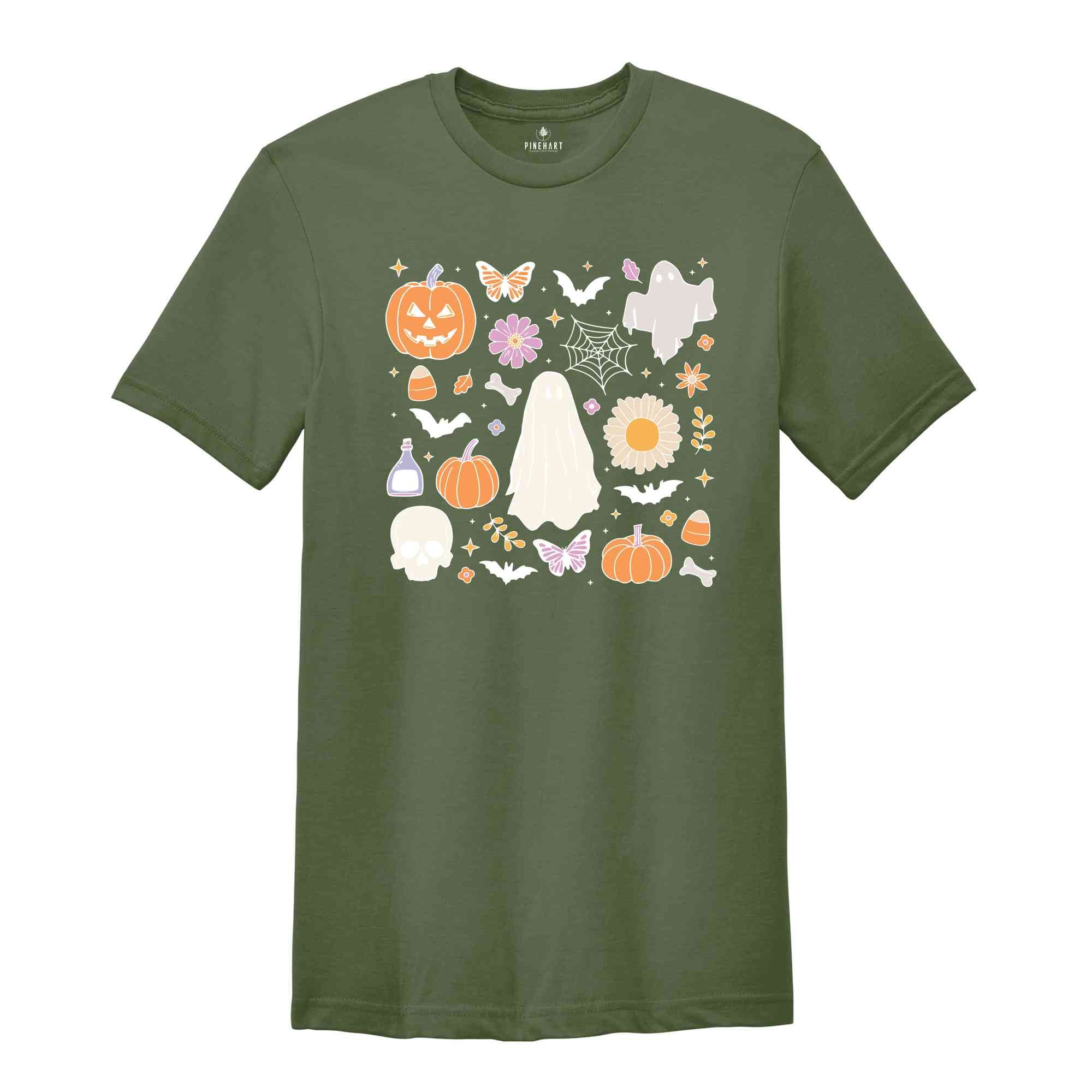 Cute Halloween Theme T-Shirt, Halloween Shirt, Cute Halloween Gifts, Fall Shirt, Spooky Season Tee, Ghost Halloween Shirt