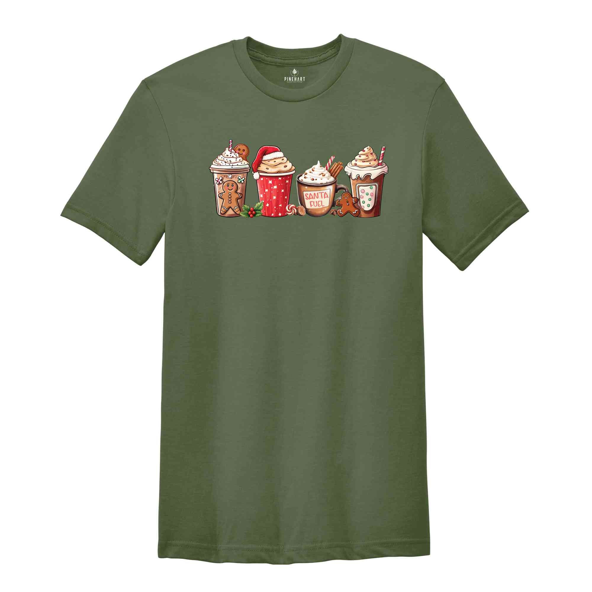 Santa Fuel Shirt, Christmas Milk And Cookies Shirt, Christmas Latte Shirt, Christmas Shirt, Funny Christmas Gift, Family Xmas Shirt