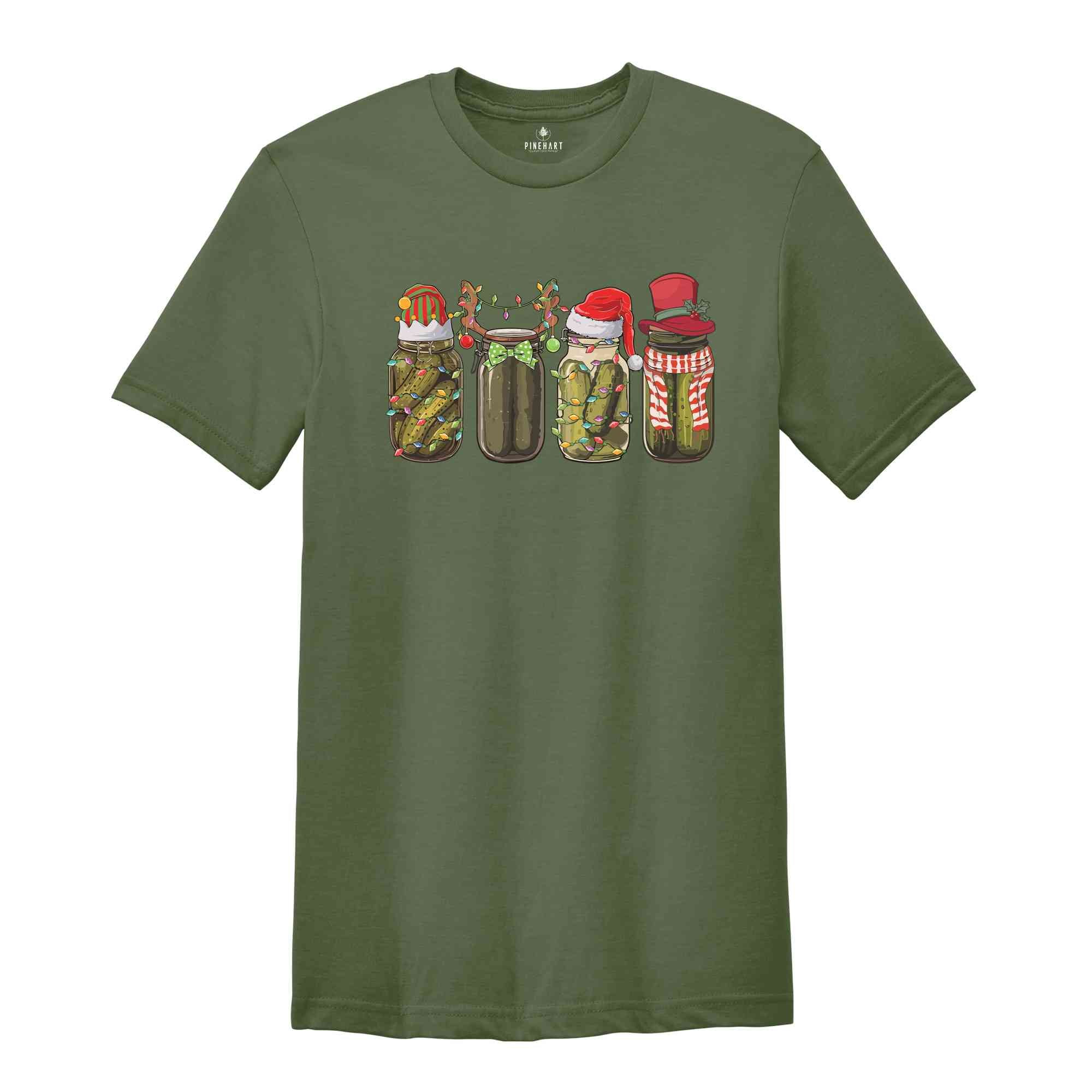 Canned Pickles Christmas Light Shirt, Pickle Lover Shirt, Pickle Jar Shirt, Canning Season Shirt, Christmas Food