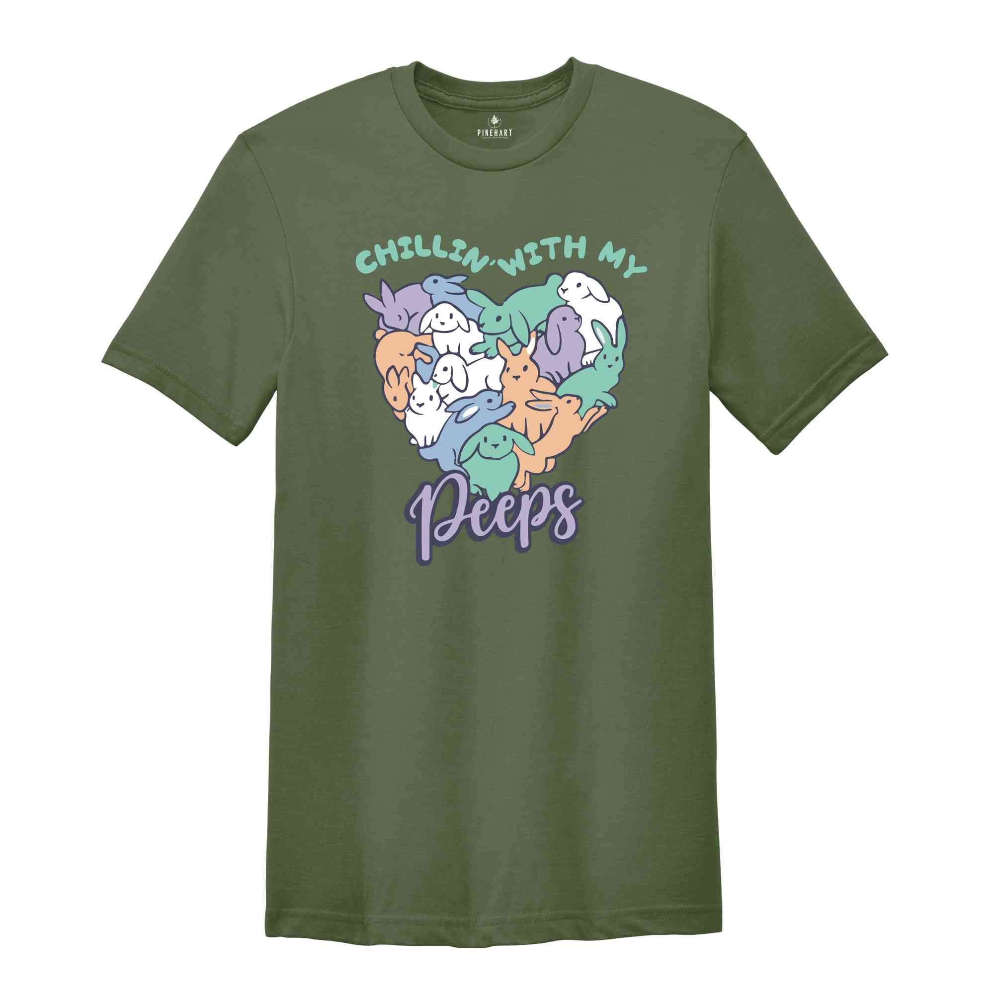 Chillin With My Peeps Shirt, Easter Bunny, Retro Easter Shirt, Funny Easter Tee, Easter Matching Shirts, Cute Easter Gifts