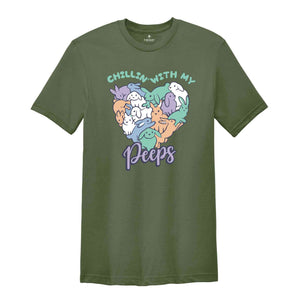 Chillin With My Peeps Shirt, Easter Bunny, Retro Easter Shirt, Funny Easter Tee, Easter Matching Shirts, Cute Easter Gifts