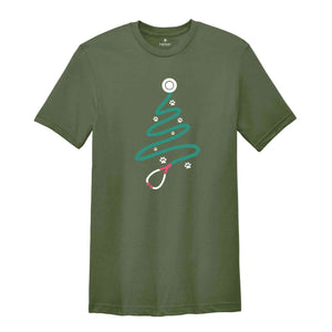 Stethoscope Christmas Tree Shirt, Veterinarian Christmas Gift, Vet Tech Gift, Animal Doctor Tee, Christmas Outfit