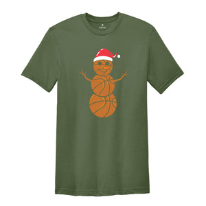 Christmas Basketball Snowman Shirt, Basketball Lover Christmas, Santa Claus Shirt, Snowman Shirt, Cute Christmas Gift, Sports Mom Shirt