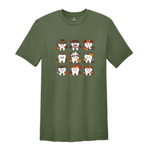 Thanksgiving Dentist Shirt, Thanksgiving Day Tee, Tooth Tee, Tooth In Autumn Tee, Fall Season Tee, Cute Teeth Gift, Toothbrush Shir