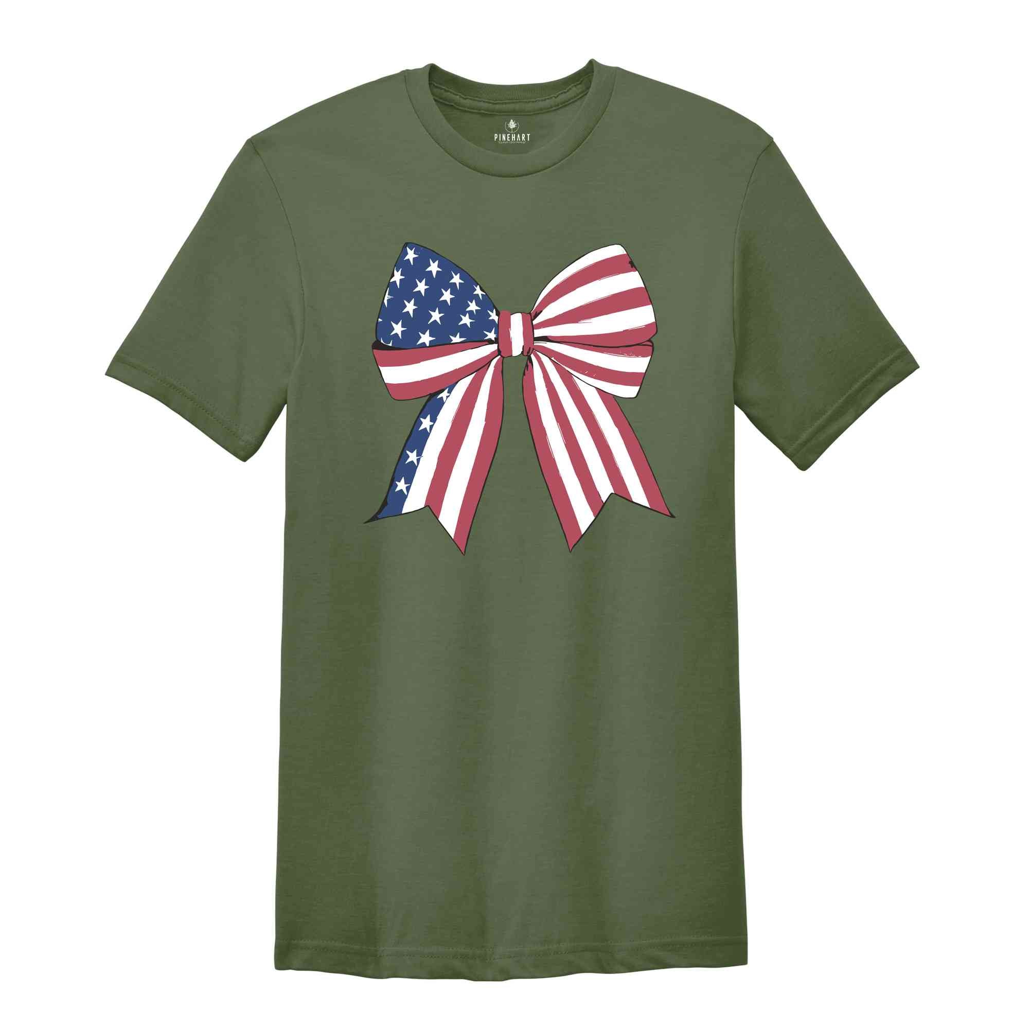 Coquette American Shirt, Coquette Bow Shirt, 4th of July Shirt, America Shirt, Freedom Shirt, American Flag Shirt, American girl Tee