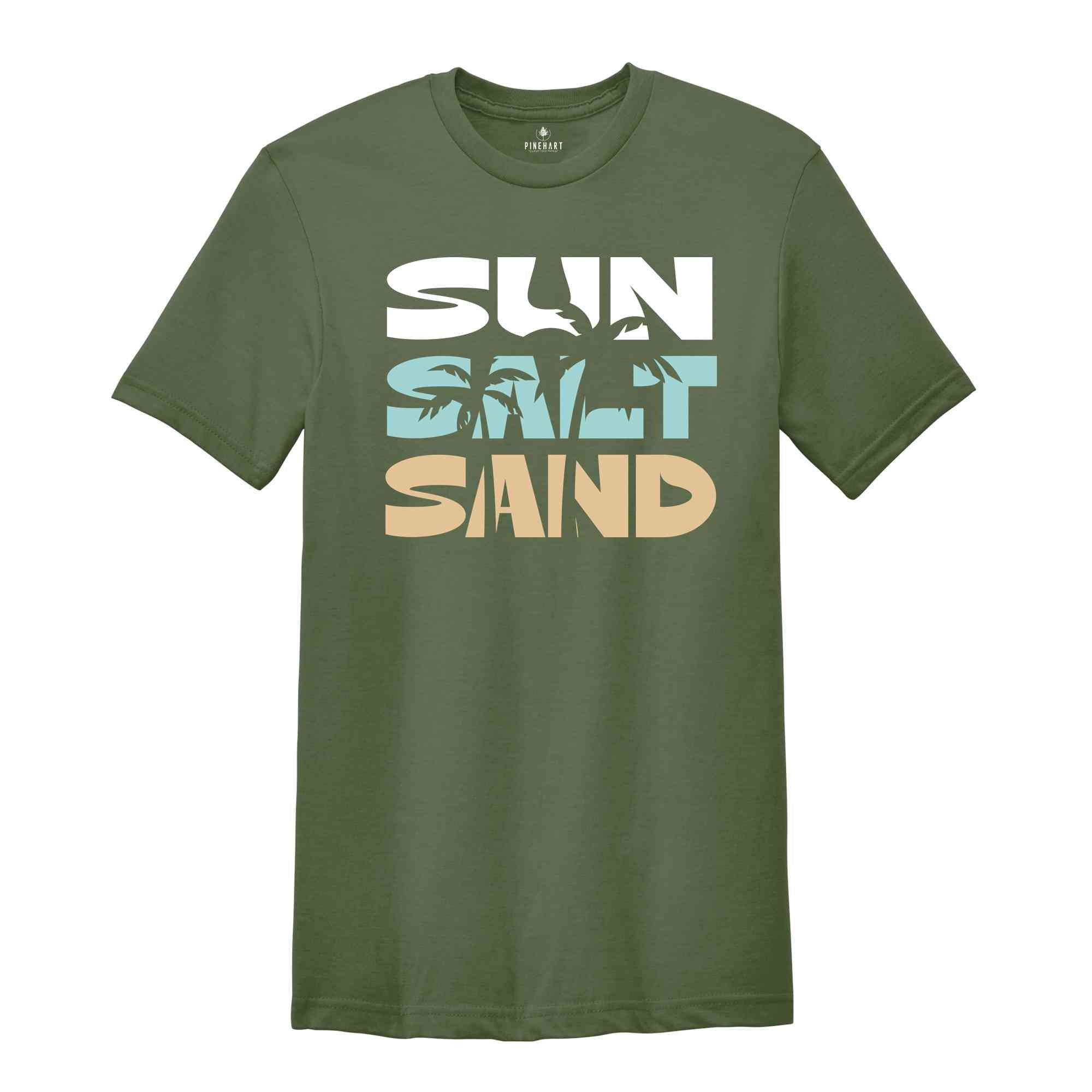 Sun Sand Salt T-Shirt, Vacation Shirt, Beach Shirt, Summer Vacation Tee, Palm Tree Summer Shirts, Vacation Matching Shirts