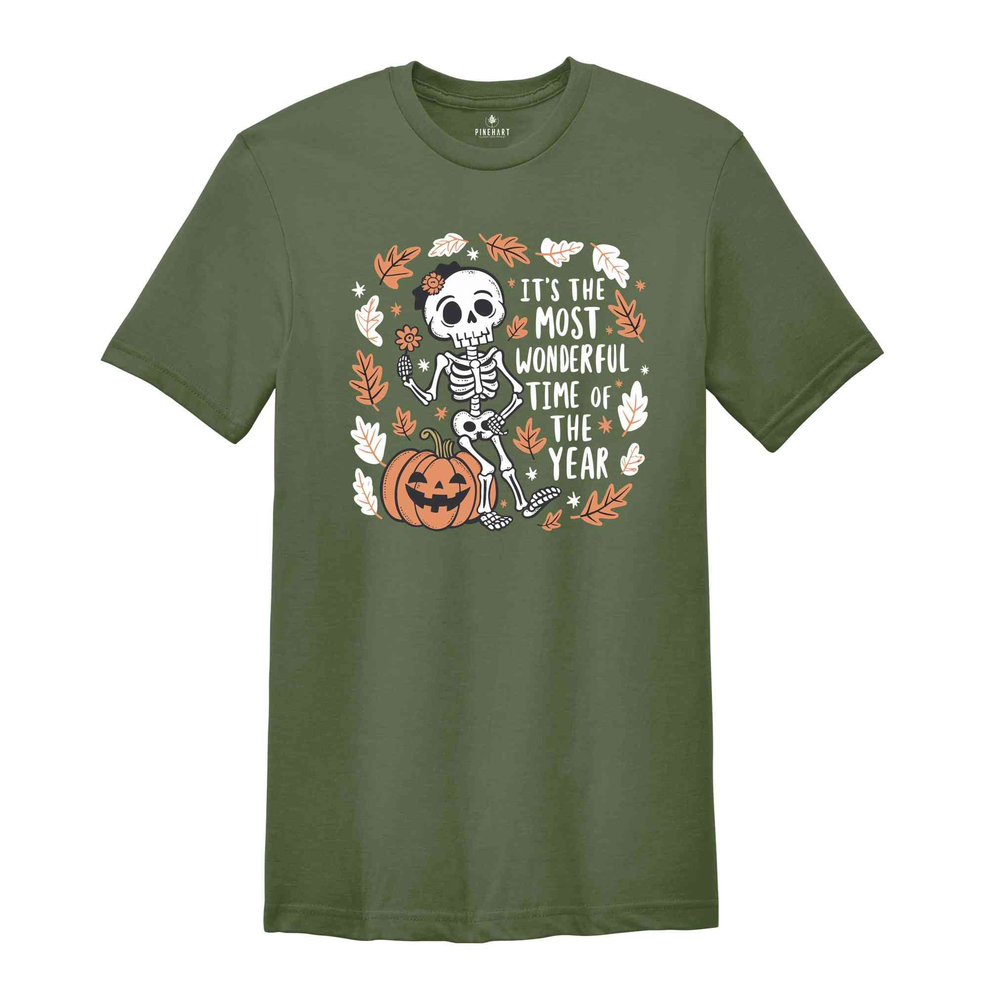 It's The Most Wonderful Time Of The Year Halloween Skeleton Shirt, Halloween Pumpkins Shirt, Halloween Shirt, Spooky Season Shirt