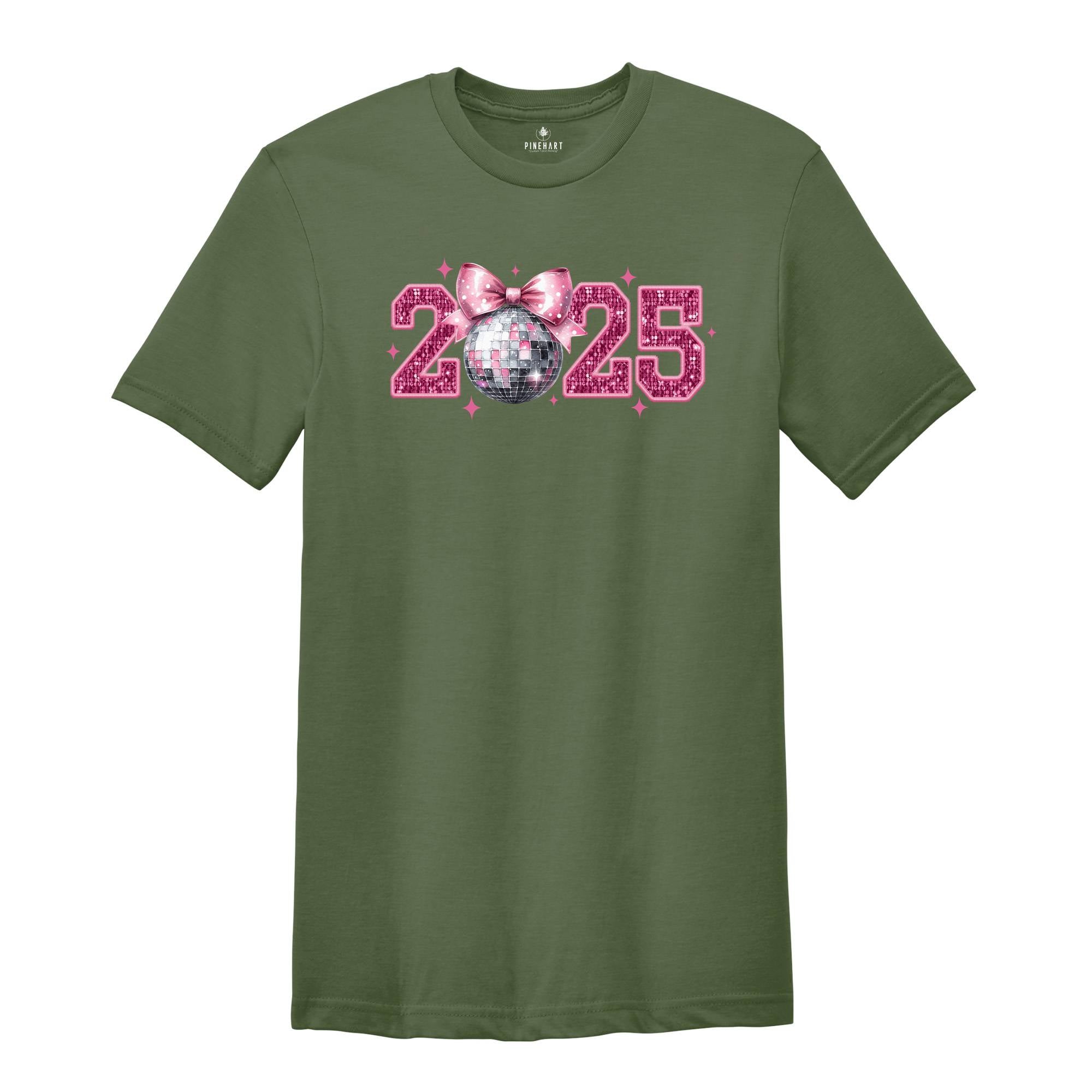 2025 New Years Shirt, Disco Ball T-Shirt, Disco Bow Shirt, Happy New Year 2025 Shirt, Happy New Year Tee