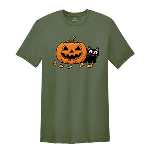 Black Cat And Pumpkin Shirt, Halloween Shirt, Vintage Black Cat Shirt, Fall Shirt, Spooky Season Shirt, Funny Halloween Shirt