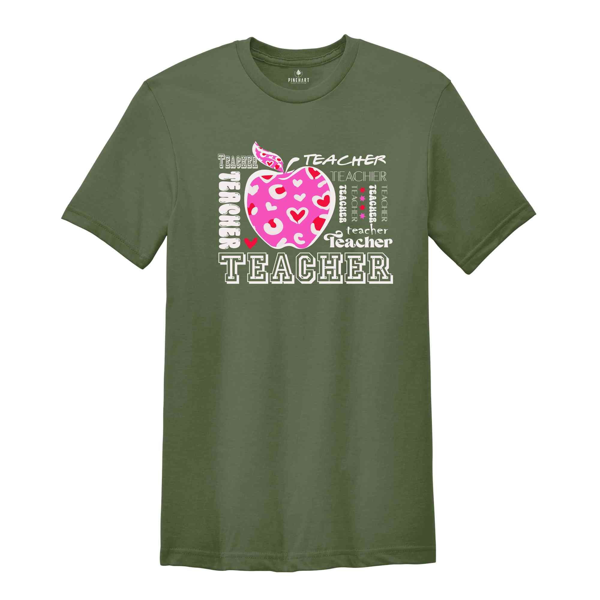 Back To School Shirt , Leopard Teacher Shirt, Teacher Appreciation Shirt, Leopard Apple Teacher Shirt, Kindergarten teacher tee