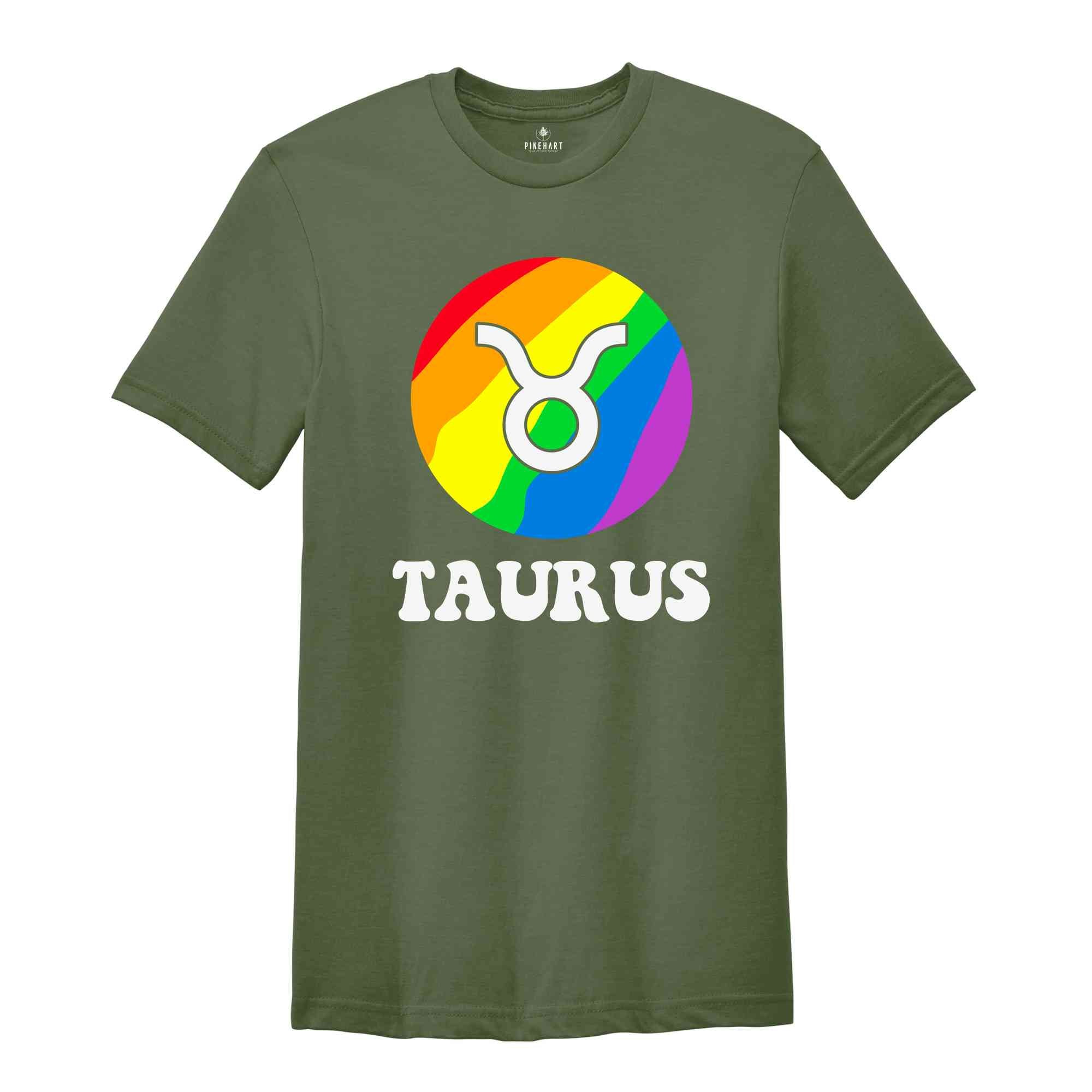 Taurus LGBT Shirt, Zodiac Sign Shirt, Taurus Birthday Shirt, LGBTQ Pride Shirt, Pride Month Shirt, Rainbow Shirt, Zodiac Tshirt