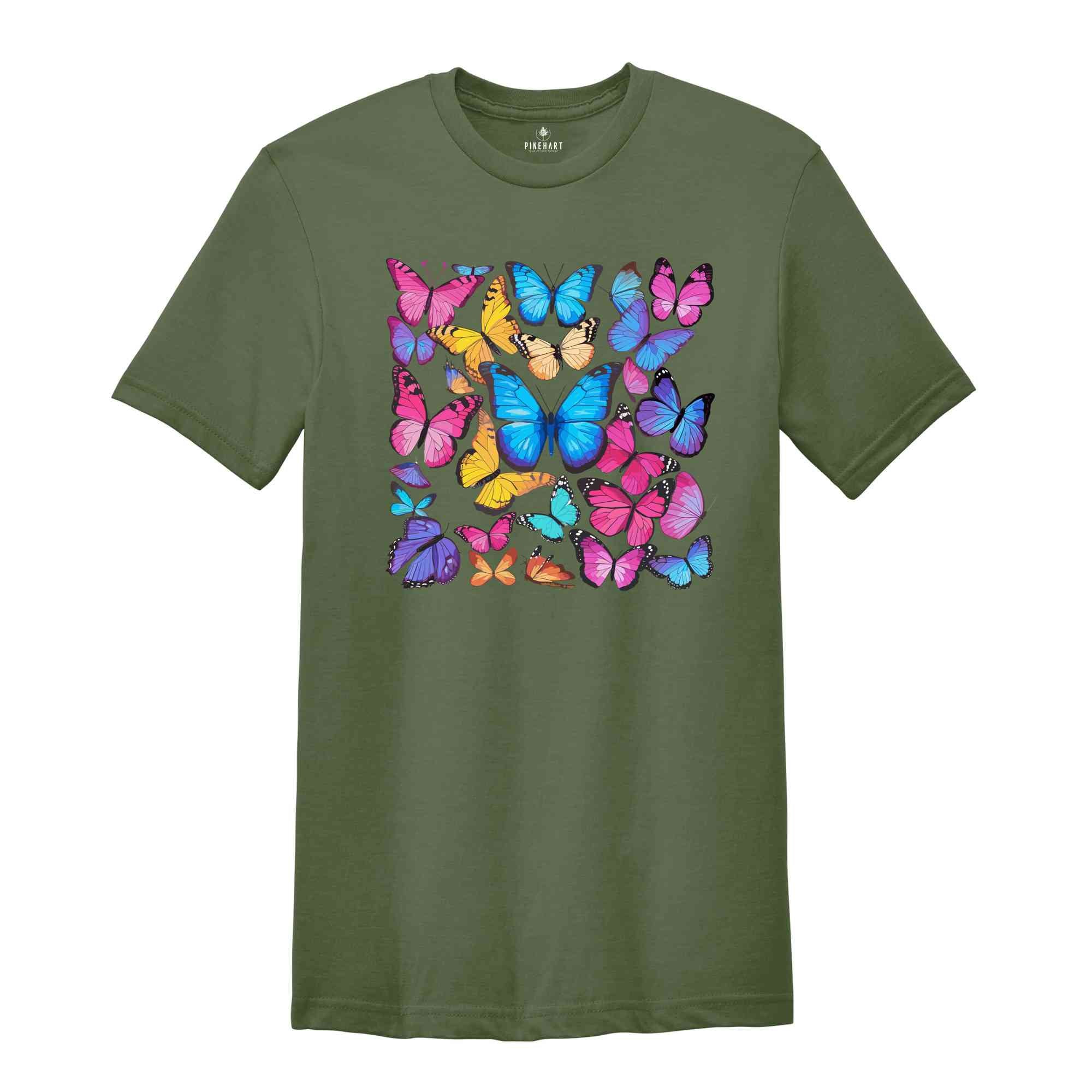 Rainbow Butterfly T-shirt, Cute Butterfly Gift, watercolor Butterflies Shirt, Cute Gift for Women, Summer Shirt, Cute Butterfly Shirt