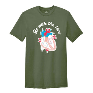 Go With The Flow Heart Shirt, CVICU Cardiac Nurse Shirt, Heart Flow Anatomy Shirt, CVICU Nurse Shirt, Cardiology Shirt, Cardiac Nurse Shirt